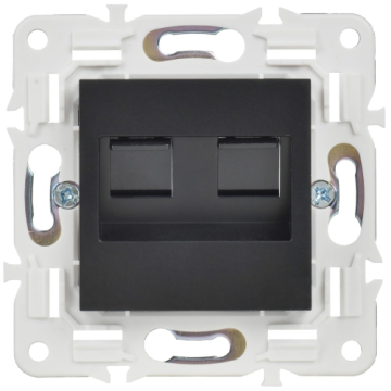 Розетка компьютерная двойная IEK SKANDY RJ45 кат.5E SK-K03Bl (черный) SK-K20-1-K02
