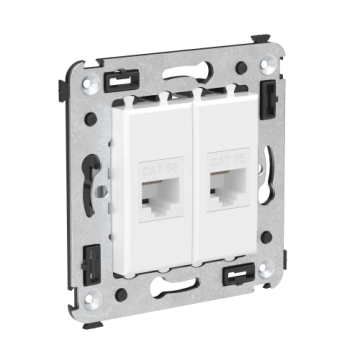 Компьютерная розетка Avanti RJ-45 без шторки в стену кат.5е двойная (Белое облако) 4400664