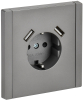 Зарядка USB (А+A) с розеткой FORTE&PIANO 3,1А FP545 (сталь) FP-R14-16-U21-D31-K46