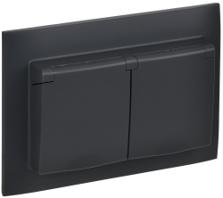 Розетка 2-ая с/з с крышкой 16А в сборе IP44 IEK SKANDY SK-R12G (графит) SK-R26-16-44-K53-F