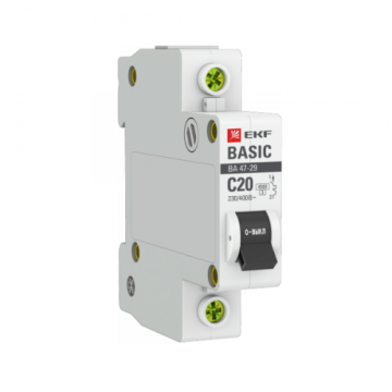 Автоматический выключатель EKF Basic ВА 47-29 1Р 20А 4,5кА (х-ка С) mcb4729-1-20C