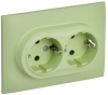 Розетка 2-ая с/з со шторками IEK SKANDY 16А в сборе SK-R07G (мятный) SK-R24-16-K06-F
