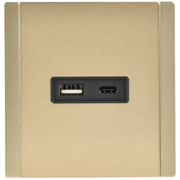 Розетка USB A+C FORTE&PIANO 18Вт FP651M (металл шампань) FP-U22-018-M-K37