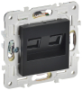 Розетка компьютерная двойная IEK SKANDY RJ45 кат.6  SK-K04Bl (черный) SK-K20-2-K02