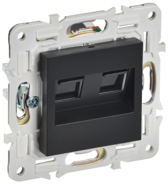 Розетка компьютерная двойная IEK SKANDY RJ45 кат.6  SK-K04Bl (черный) SK-K20-2-K02