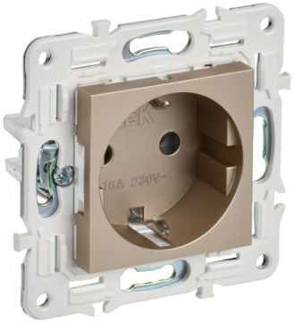 Розетка IEK SKANDY с заземлением без шторок 16А SK-R05Sh (шампань) SK-R11-16-K37