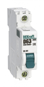 Автоматический выключатель DEKraft ВА-101 1P D63 4,5кА (хар-ка D) 11108DEK