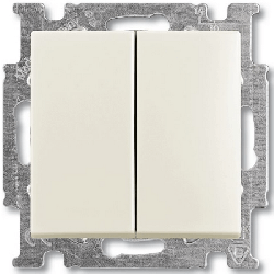Проходной двухклавишный переключатель ABB Basic 55 (шале-белый) 2CKA001012A2191