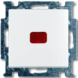 Кнопочный выключатель ABB Basic 55 с подсветкой (альпийский белый) 2CKA001413A1081
