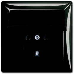 Розетка влагозащищенная с крышкой с рамкой ABB Basic 55 (шато-чёрный) 2CKA002018A1502