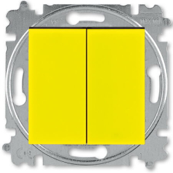 Выключатель двухклавишный ABB Levit (желтый/дымчатый чёрный) 3559H-A05445 64W 2CHH590545A6064