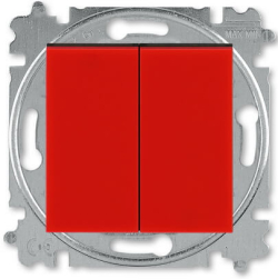 Выключатель двухклавишный ABB Levit (красный/дымчатый чёрный) 3559H-A05445 65W 2CHH590545A6065