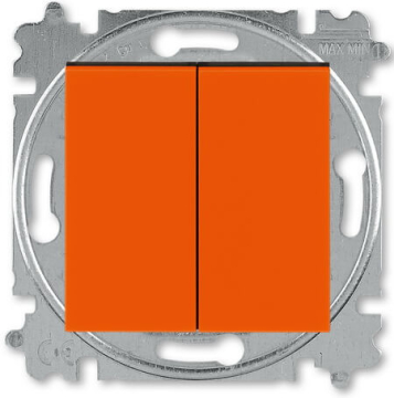 Выключатель двухклавишный ABB Levit (оранжевый/дымчатый чёрный) 3559H-A05445 66W 2CHH590545A6066
