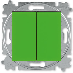 Переключатель двухклавишный ABB Levit (зеленый/дымчатый черный) 3559H-A52445 67W 2CHH595245A6067