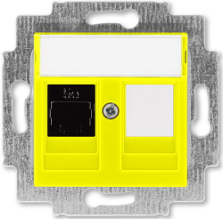 Розетка компьютерная кат. 6 и заглушка ABB Levit (желтый) 5014H-A61017 64W 2CHH296117A6064
