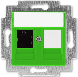 Розетка компьютерная кат. 5е и заглушка ABB Levit (зеленый) 5014H-A51017 67W 2CHH295117A6067