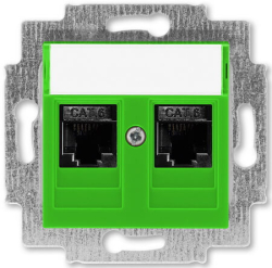 Розетка компьютерная двойная ABB Levit кат. 6 (зеленый) 5014H-A61018 67W 2CHH296118A6067