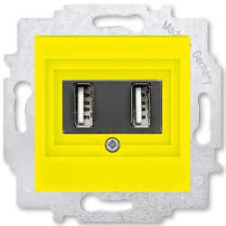 USB зарядка двойная ABB Levit (желтый) 5014H-A00040 64W 2CHH290040A6064