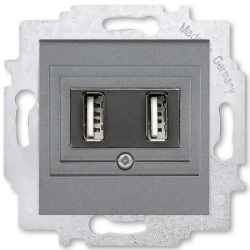USB зарядка двойная ABB Levit (сталь) 5014H-A00040 69W 2CHH290040A6069