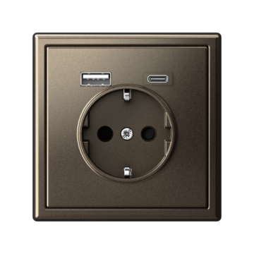Зарядка USB (А+С) с розеткой ArtGallery (мокко) GAL000632