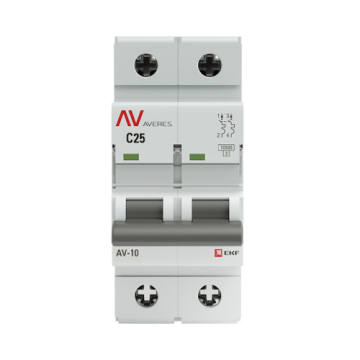 Автоматический выключатель EKF Averes AV-10 2P 25А 10kA (х-ка C) mcb10-2-25C-av
