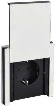 Розетка с крышкой FORTE&PIANO безвинтовые зажимы 16А IP44 FP219M (металл белый) FP-R16-16-1-44-M-K01