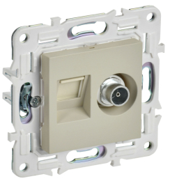 Розетка TV+RJ45 кат.5E IEK SKANDY SK-A14B (бежевый) SK-AK20-1-K10