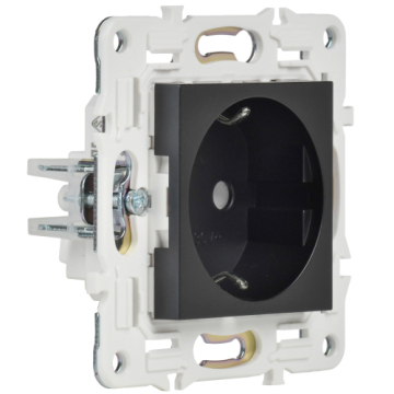 Розетка IEK SKANDY с заземлением без шторок 16А SK-R05Bl (черный) SK-R11-16-K02