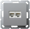 Розетка информационная RJ 45 двойная кат 5e JaSmart G (алюминий) G6106S