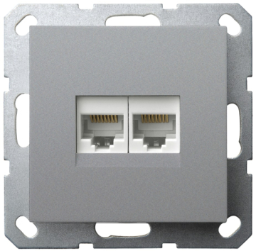 Розетка информационная RJ 45 двойная кат 5e JaSmart G (алюминий) G6106S