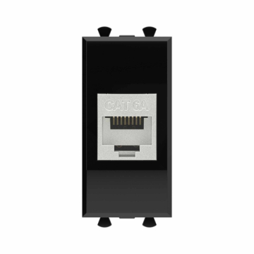 Компьютерная розетка DKC Avanti RJ-45 без шторки кат. 6А экранированная 1 модуль (черный квадрат) 4402771