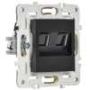 Розетка компьютерная двойная IEK SKANDY RJ45 кат.5E SK-K03Bl (черный) SK-K20-1-K02
