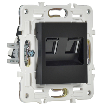 Розетка компьютерная двойная IEK SKANDY RJ45 кат.5E SK-K03Bl (черный) SK-K20-1-K02
