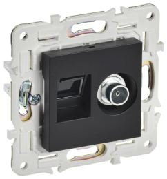 Розетка TV+RJ45 кат.5E IEK SKANDY SK-A14Bl (черный) SK-AK20-1-K02