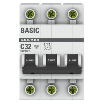 Автоматический выключатель EKF Basic ВА 47-29 3Р 32А 4,5кА (х-ка С) mcb4729-3-32C