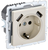 Зарядка USB (А+А) 2,1А с розеткой 16А BRITE бежевый РЮш10-1-БрКр BR-R14-16-U21-D21-K10