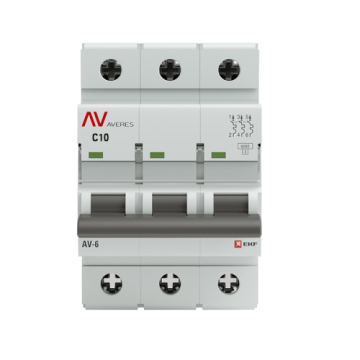 Автоматический выключатель EKF Averes AV-6 3P 10А 6kA (х-ка C) mcb6-3-10C-av