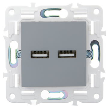 Розетка USB A+A 3,1А IEK SKANDY SK-R15Gr (серый) SK-U21-D31-K03
