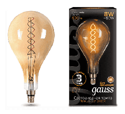 Gauss светодиодная лампа LED Vintage Filament Flexible A160 8W E27 Golden 150802008