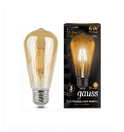 Gauss светодиодная лампа LED Filament ST64 6W E27 Golden 102802006