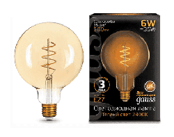 Gauss светодиодная лампа LED Filament G120 6W E27 Golden 158802008