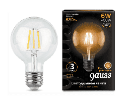 Светодиодная лампа Gauss LED Filament шар 6Вт. Е27 G95 (теплый свет) 105802106