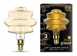 Gauss светодиодная лампа LED Vintage Filament Flexible BD180 8W E27 Golden 161802008