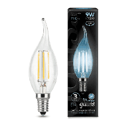 Светодиодная лампа Gauss LED Filament свеча на ветру 9Вт. Е14 (естественный белый свет) 104801209