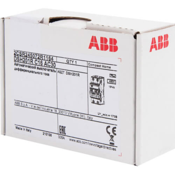 Дифференциальный автомат ABB DSH201R 16А 30mA тип AC 4.5kA (хар-ка C) 2CSR245072R1164 2CSR245072R1164