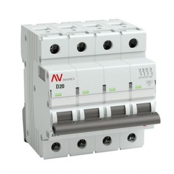 Автоматический выключатель EKF Averes AV-6 4P 20А 6kA (х-ка D) mcb6-4-20D-av