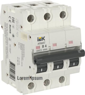 Автоматический выключатель IEK ARMAT M06N 3Р 4А 6кА (х-ка B) AR-M06N-3-B004