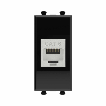 Компьютерная розетка DKC Avanti RJ-45 без шторки кат. 6 экранированная 1 модуль (черный квадрат) 4402791