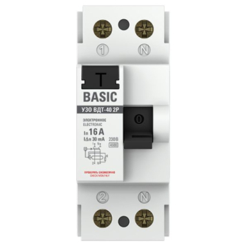 УЗО EKF Basic ВДT-40 2P 16А 30мА тип AC электронное elcb-2-16-30e-sim