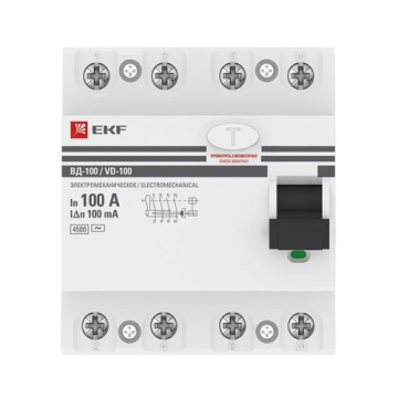 УЗО EKF PROxima ВД-100 4P 100А 100мА тип AC elcb-4-100-100-em-pro
